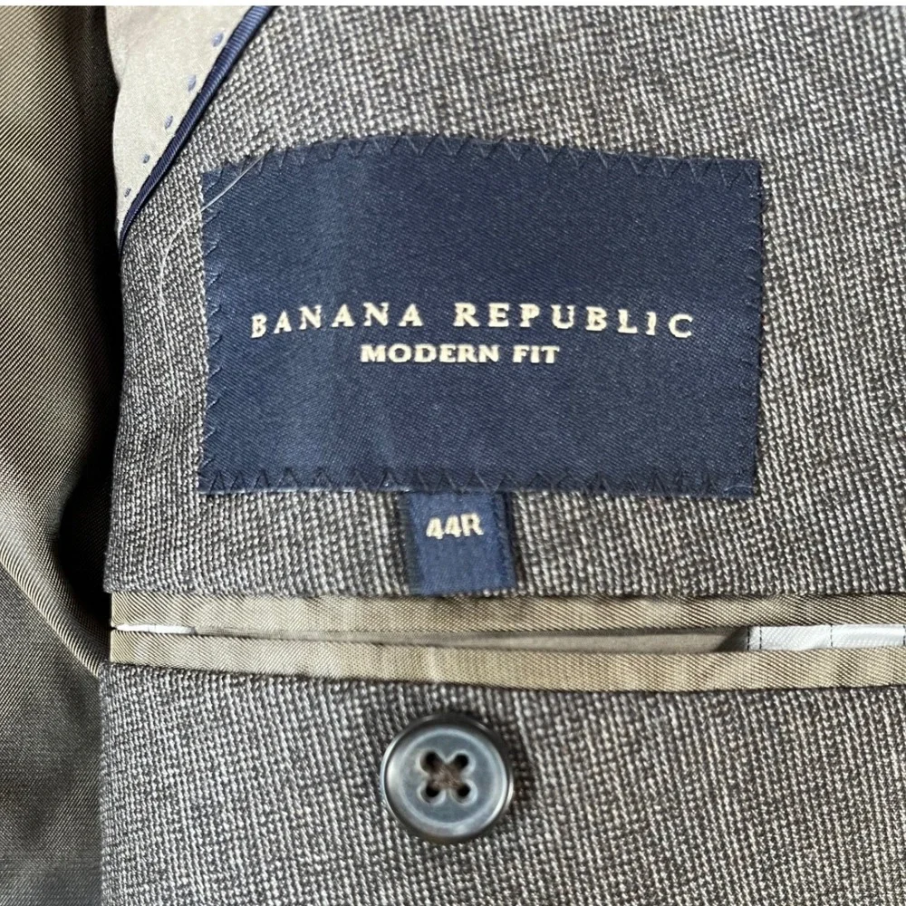Banana Republic Mens 44R Modern Fit‎ 100% Wool Blazer Brown Sport Coat